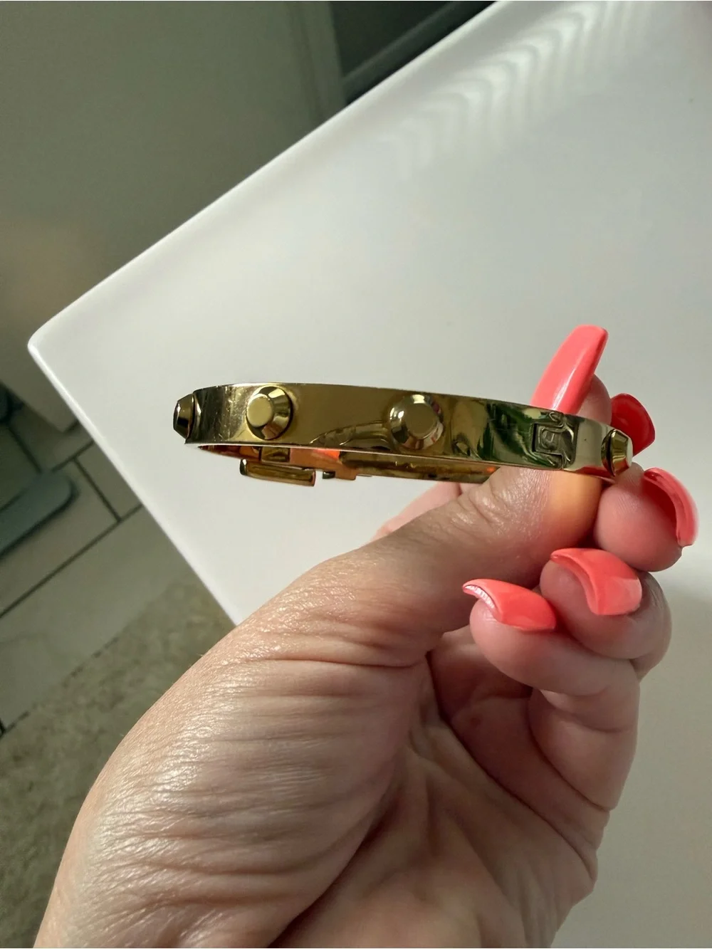 Michael Kors Gold Buckle Bracelet with Screw Accent